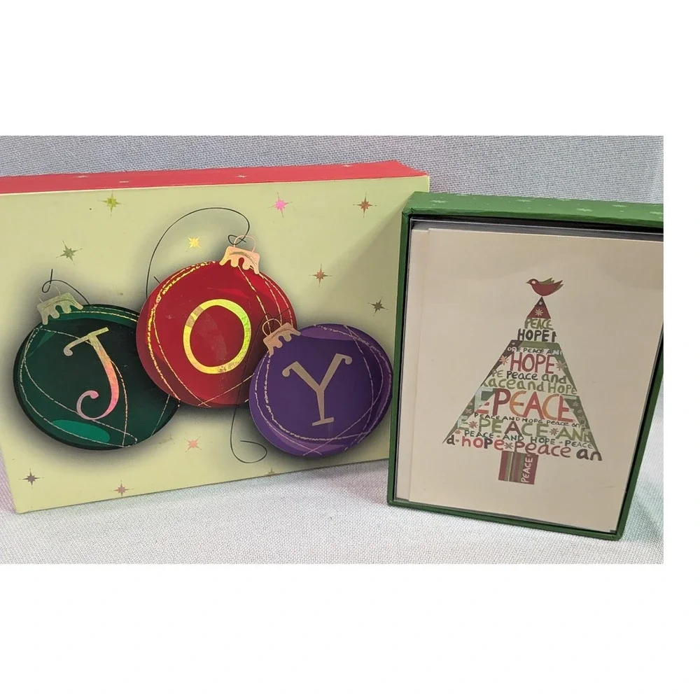 Peter Pauper Press Holiday Cards Unisex OS Multicolor New Boxed Joy Peace 2pk